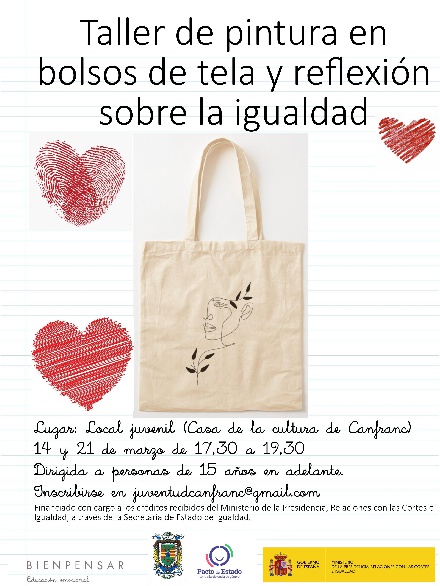 Taller de pintura en bolsas de tela y reflexi�n sobre la igualdad, en Canfranc.