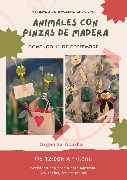 Taller de animales con pinzas de madera, en Bailo